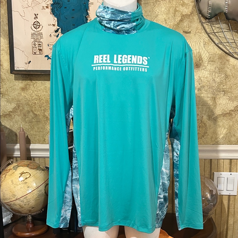 Reel Legends Long Sleeve Performance Shirt. XXL. Neck protection. Fishing.